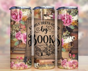 Easily Distracted By Books Tumbler Png 2