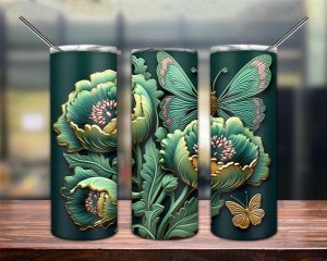 Embroidered Flower Tumbler Png