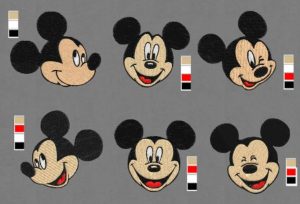 Embroidery Design Mickey Mouse Head Face 6 Set