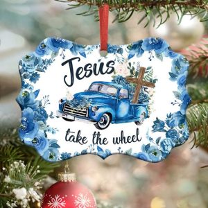 Faith Old Truck Jesus Take The Wheel Ornament PNG, Benelux Christmas Ornament