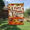 Fall For Jesus He Never Leaves Halloween Garden Flag – 12×18 Garden Flag