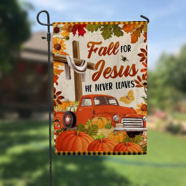 Fall For Jesus He Never Leaves Halloween Garden Flag – 12×18 Garden Flag Fall For Jesus He Never Leaves Halloween Garden Flag – 12×18 Garden Flag