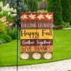Fall Leaves Happy Fall Garden Flag – 12×18 Garden Flag
