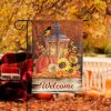 Fall Pumpkin Bird Watercolor Garden Flag – 12×18 Garden Flag