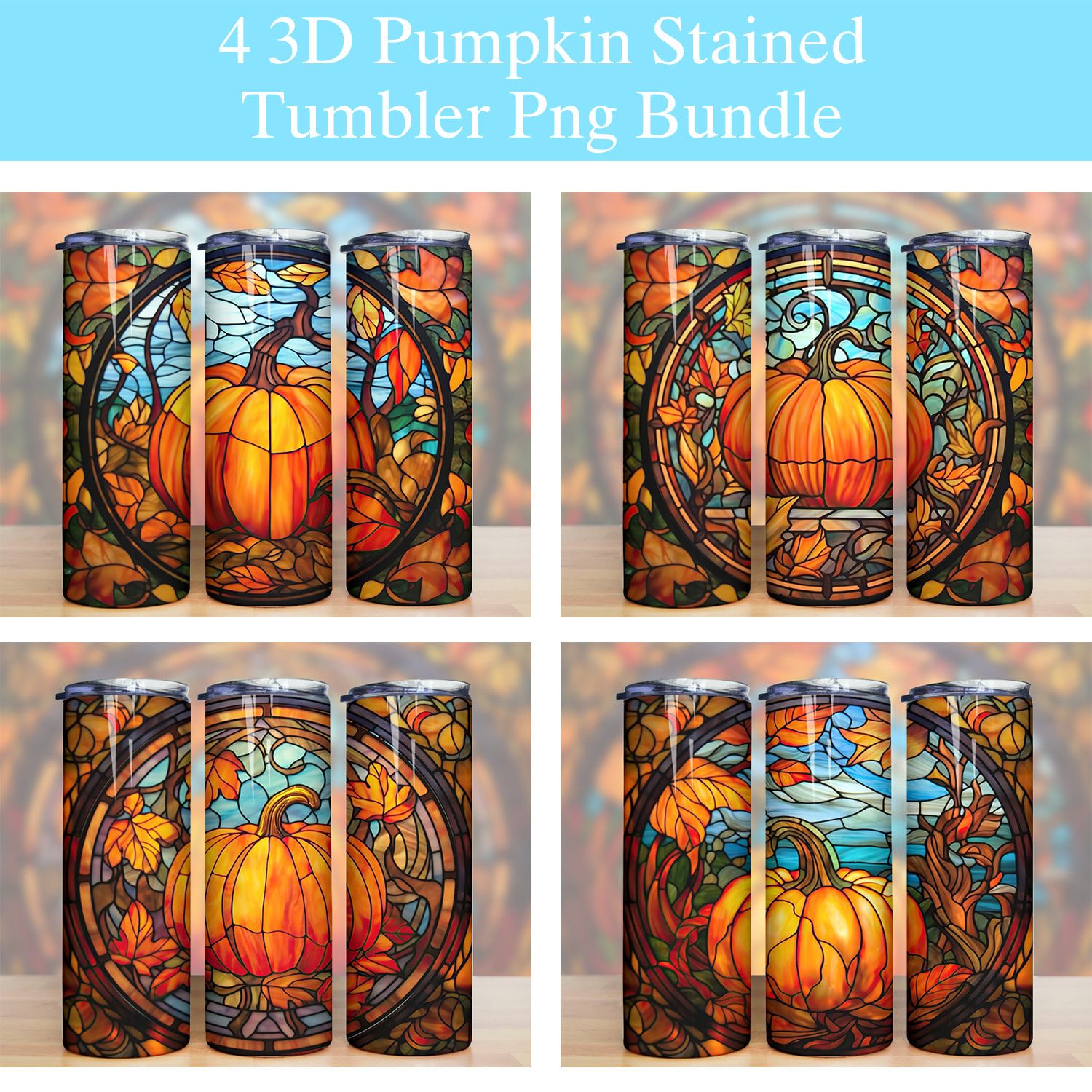 Fall Pumpkin Stained Glass Tumbler Png Fall Pumpkin Stained Glass Tumbler Png