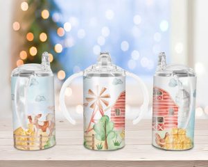 Farm House Sippy Cup Sublimation Design