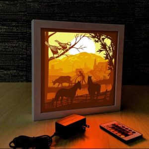 Farm Village 3D Paper Cut Light Box Template