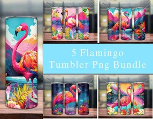 Flamingo Bundle Colorful Tumbler Png