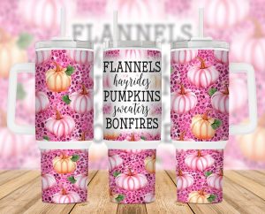 Flannels Hayrides Pumpkins 40 Oz 2 Piece Tumbler Wrap
