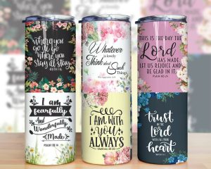 Floral Bible Verse Affirmation Tumbler Png