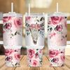 Floral Bull Skull 40 Oz 2 Piece Tumbler Wrap