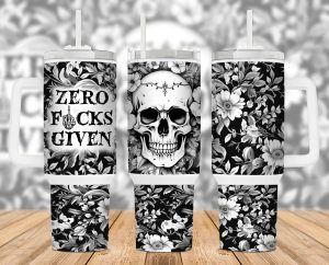 Floral Skull 40 Oz 2 Piece Tumbler Wrap