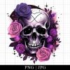 Floral Skull Witchy Purple Png