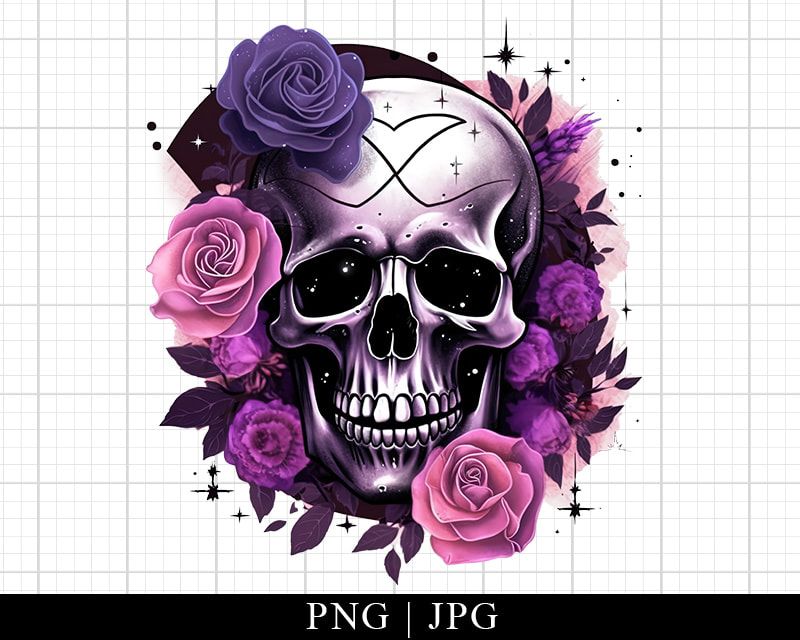 Floral Skull Witchy Purple Png Floral Skull Witchy Purple Png