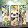 Flowers Baby Sloth Tumbler Png