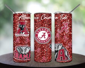 Football Team Alabama Glitter Tumbler Png 20oz Skinny Tumbler Png