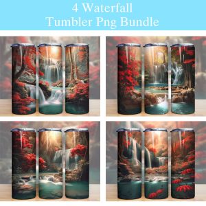 Forest Waterfall Tumbler Png