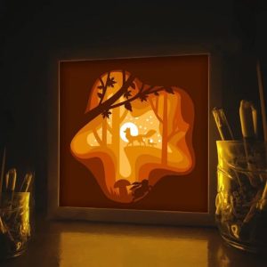 Fox Family 3D Paper Cut Light Box Template