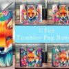 Fox Flowers Colorful Bundle Tumbler Png