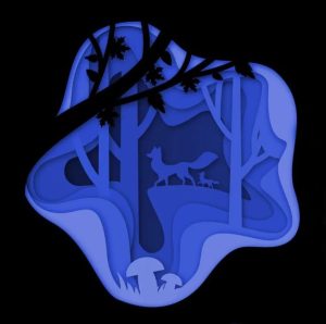 Fox Forest 3D Paper Cut Light Box Template