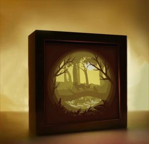 Fox Forest 3D Paper Cut Light Box Template