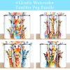 Giraffe Watercolor Tumbler Png