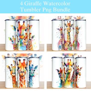 Giraffe Watercolor Tumbler Png
