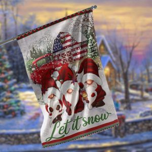 Gnomes Let It Snow Garden Flag – 12×18 Garden Flag