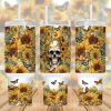 Gothic Skull Sunflowers 40 Oz 2 Piece Tumbler Wrap