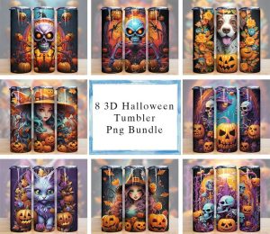 Halloween Animals Coloful Tumbler Png