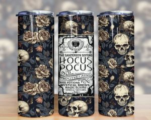 Halloween Black Rose Hocus Pocus Tumbler Png