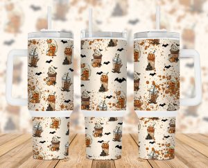 Halloween Boo Coffee 40 Oz 2 Piece Tumbler Wrap