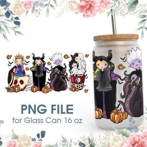 Halloween Coffee Villains 16 Oz Glass Can Png File