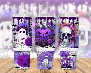 Halloween Ghost Purple 40 Oz 2 Piece Tumbler Wrap