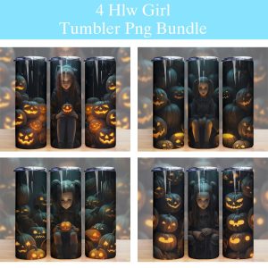 Halloween Girl Creepy Pumpkins Tumbler Png
