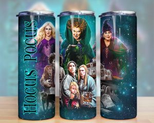 Halloween Hocus Pocus Witches Neon Tumbler Png
