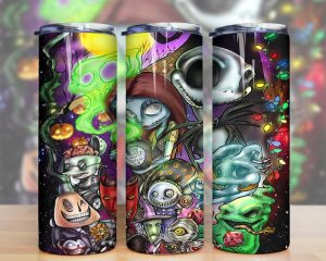 Halloween Horror Characters Jack Sally Colorful Tumbler Png