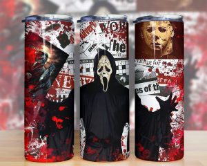 Halloween Horror Movie Newspaper Tumbler Png