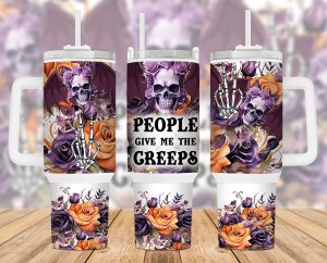 Halloween People Give Me Creeps 40 Oz 2 Piece Tumbler Wrap