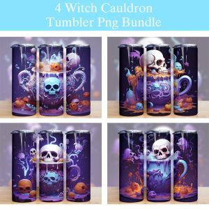 Halloween Purple Witch Cauldron Tumbler Png