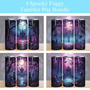 Halloween Spooky Foggy Graveyard Tumbler Png