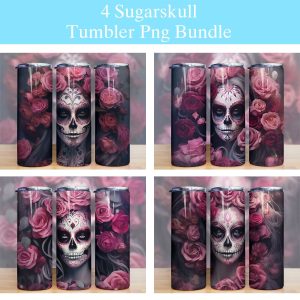 Halloween Sugarskull Roses Tumbler Png