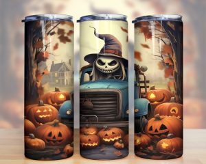 Halloween Truck Pumpkins Tumbler Png