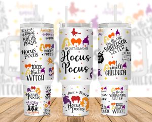 Halloween Witch Hocus Pocus 40 Oz 2 Piece Tumbler Wrap