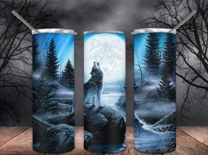 Halloween Wolf Moon Star Tumbler Png 20oz Skinny Tumbler Png