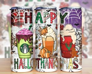 Happy Hallothanksmas Tumbler Png