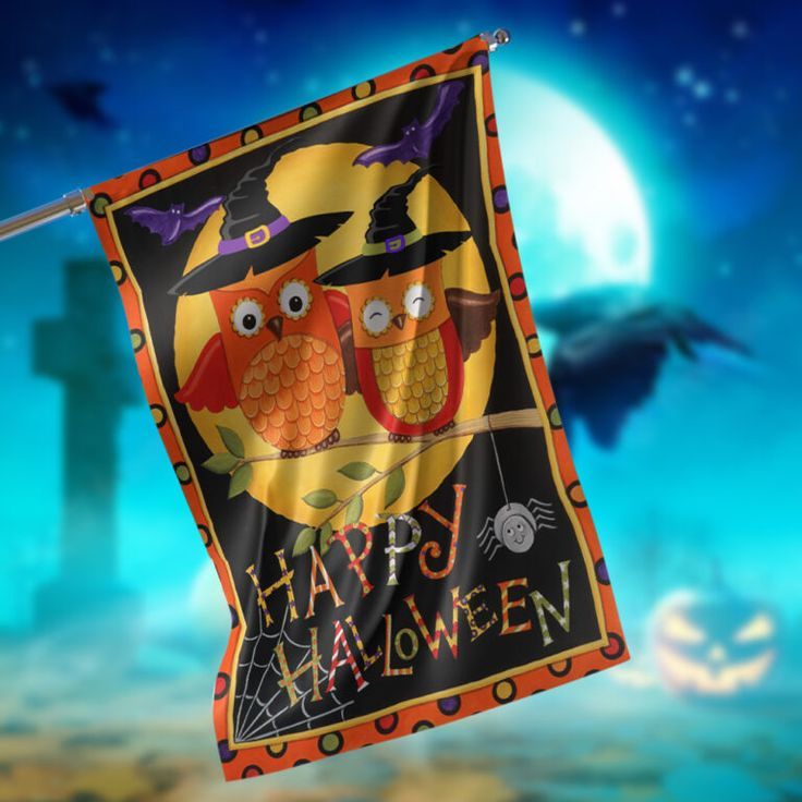 Happy Halloween Owls Garden Flag – 12×18 Garden Flag Happy Halloween Owls Garden Flag – 12×18 Garden Flag
