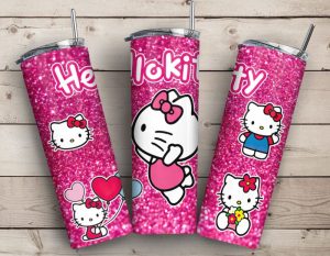 Hello Kitty Pink Glitter Tumbler Png