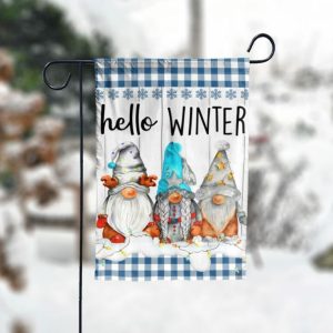 Hello Winter Gnomes Garden Flag – 12×18 Garden Flag