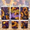 Hocus Pocus Orange Purple Floral 40 Oz 2 Piece Tumbler Wrap